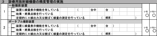 放射線施設自主管理チェックリスト